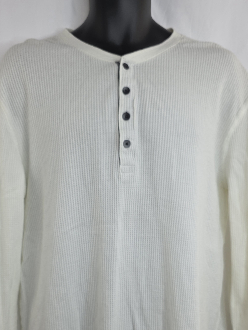 Express Men's White Waffle Knit Henley Long Sleeve Shirt Size XL CQ-3656 - Picture 2 of 9